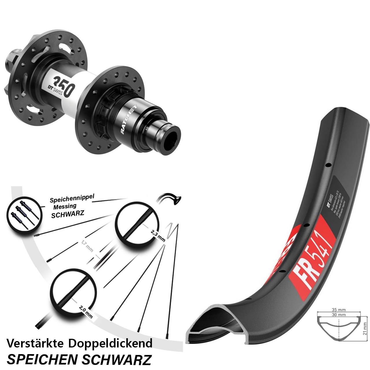 Disc Laufrad 12x142 27,5 Zoll DT Swiss FR 541-350 SRAM XD