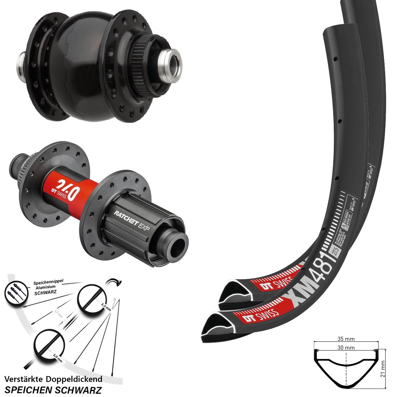 DT Swiss XM481-240 SON delux 27,5 Zoll Laufradsatz Centerlock 12x100/142 11-12 fach HG
