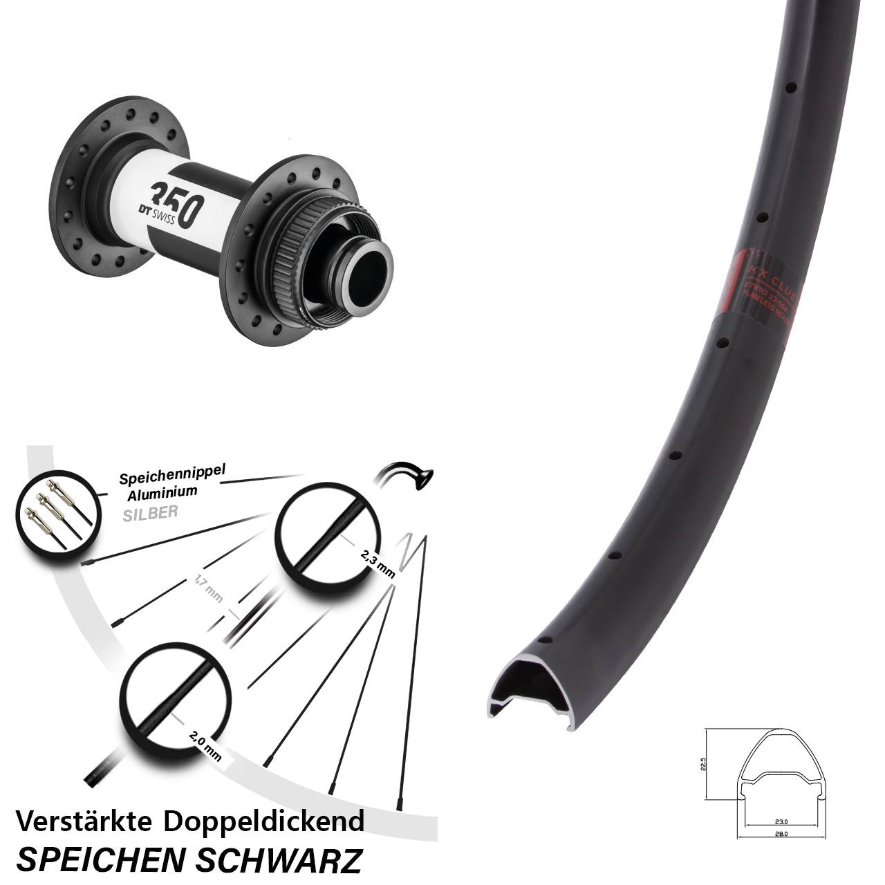 Vorderrad 29 Zoll KX Clue DT Swiss 350 Centerlock 15x110