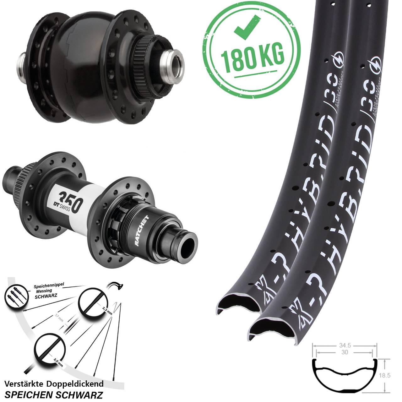 Laufradsatz Centerlock 29 Zoll KX-R Hybrid 30 DT Swiss 350 SONdelux XD 12x100/142