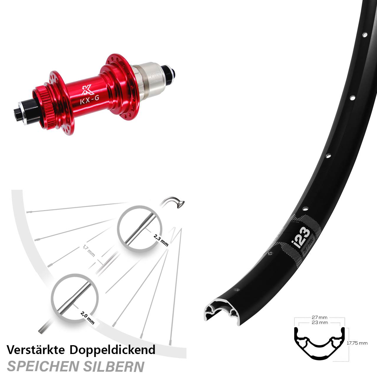 WTB i23 ST KX-G rot 29 Zoll Disc Laufrad für Schnellspanner XDR