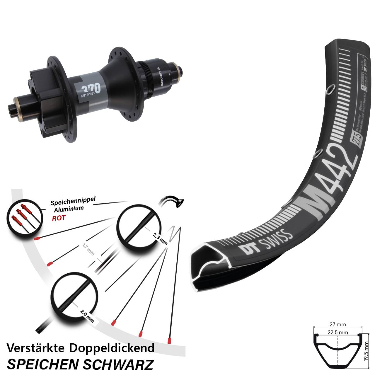 29 Zoll DT Swiss M 442-370 Disc Laufrad QR XD