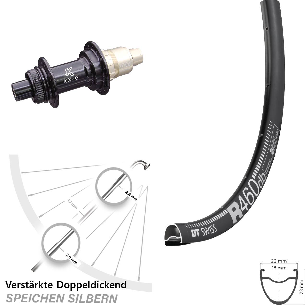 Hinterrad Centerlock 12x142 28 Zoll DT Swiss R 460 KX-G XDR