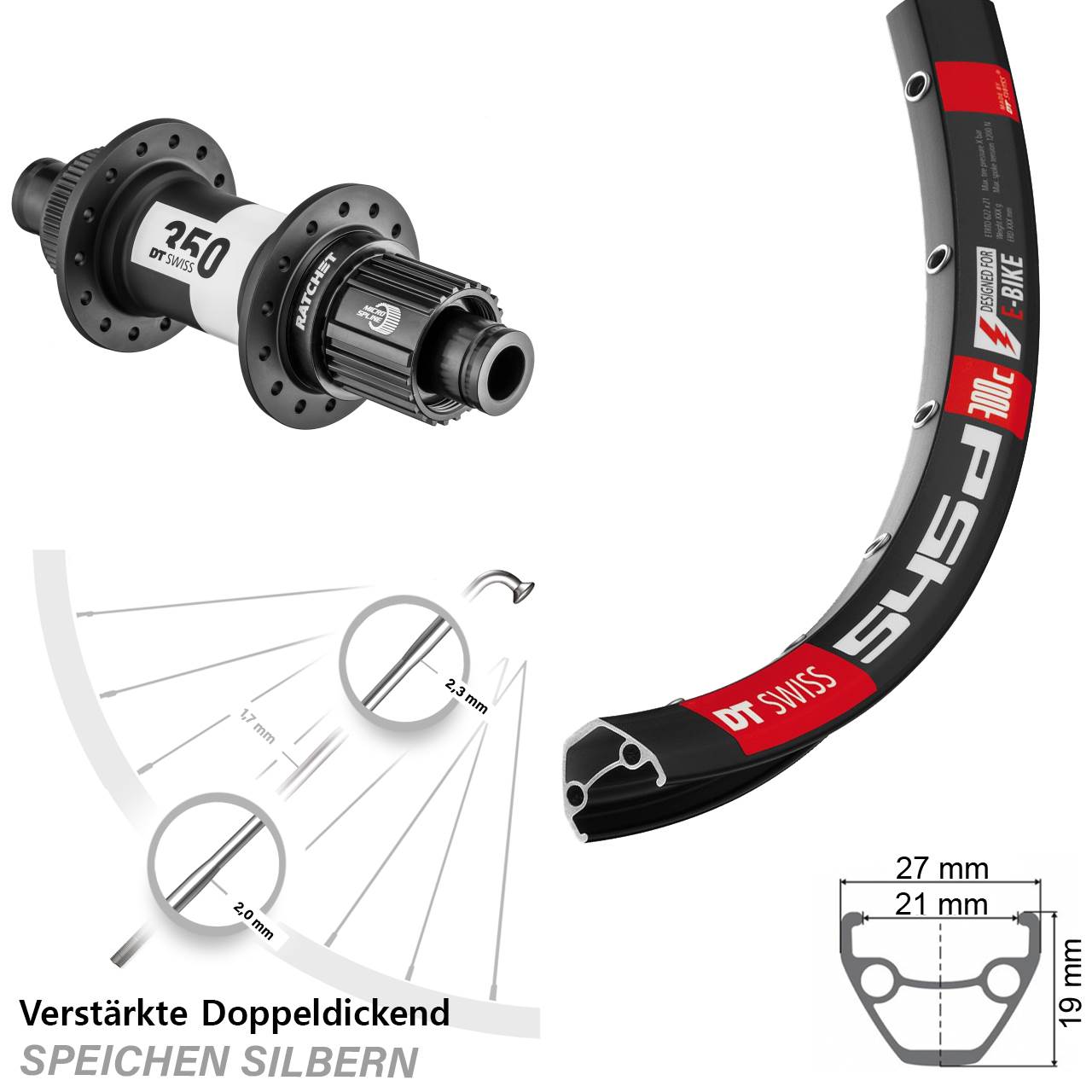 Disc Laufrad 29 Zoll DT Swiss 545-350 Ratchet 36 Shimano Micro Spline 12x142