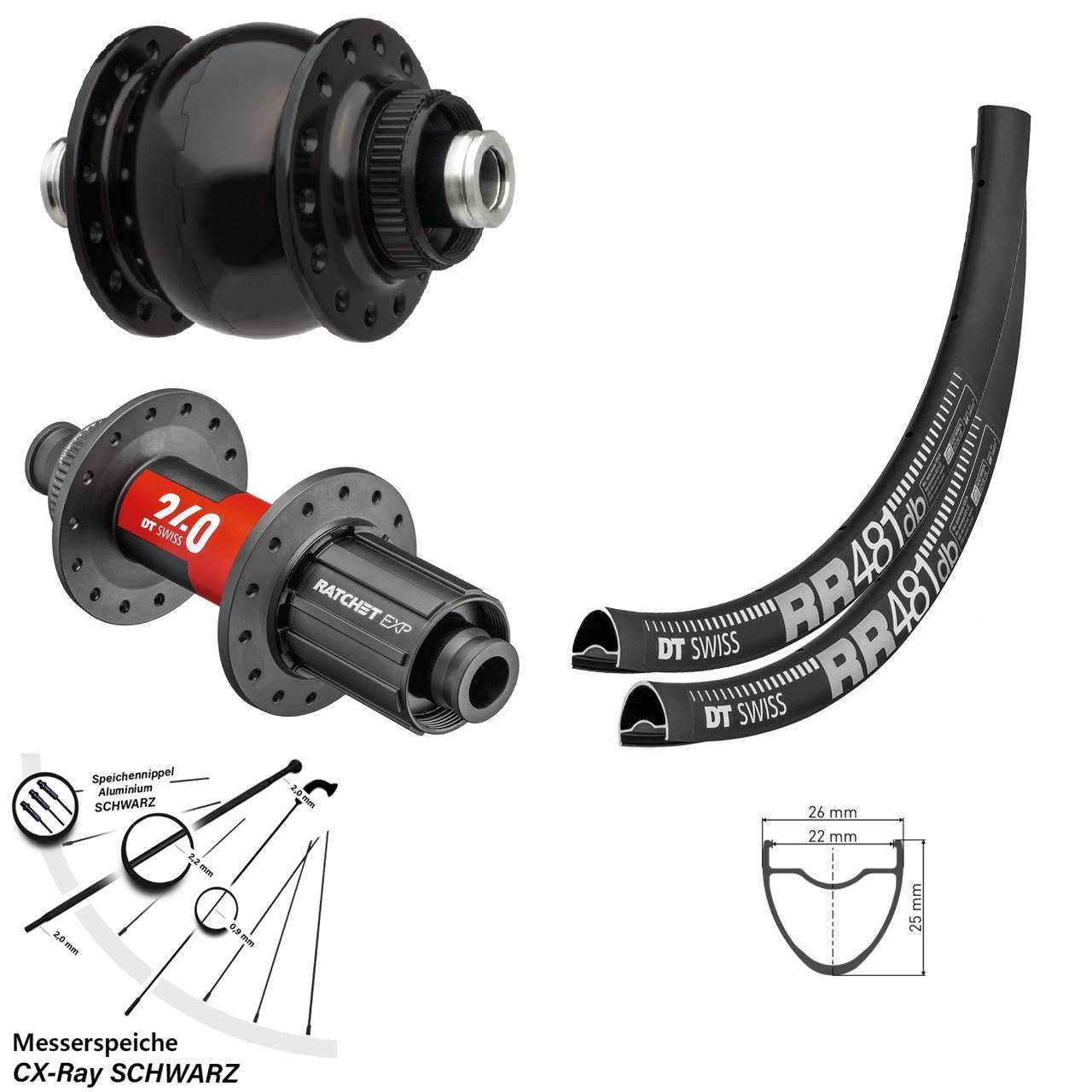 Laufradsatz Centerlock 12x100/142 28 Zoll DT Swiss RR481 240 EXP SON 28 11-12 fach CX-Ray