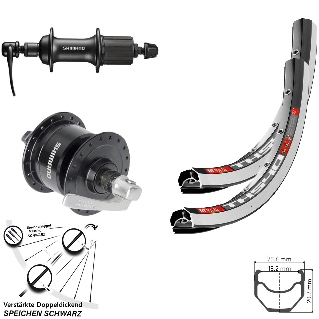 Laufradsatz QR 28 Zoll DT Swiss TK 540 Shimano DH-3N72 FH-T3000 8-11 fach