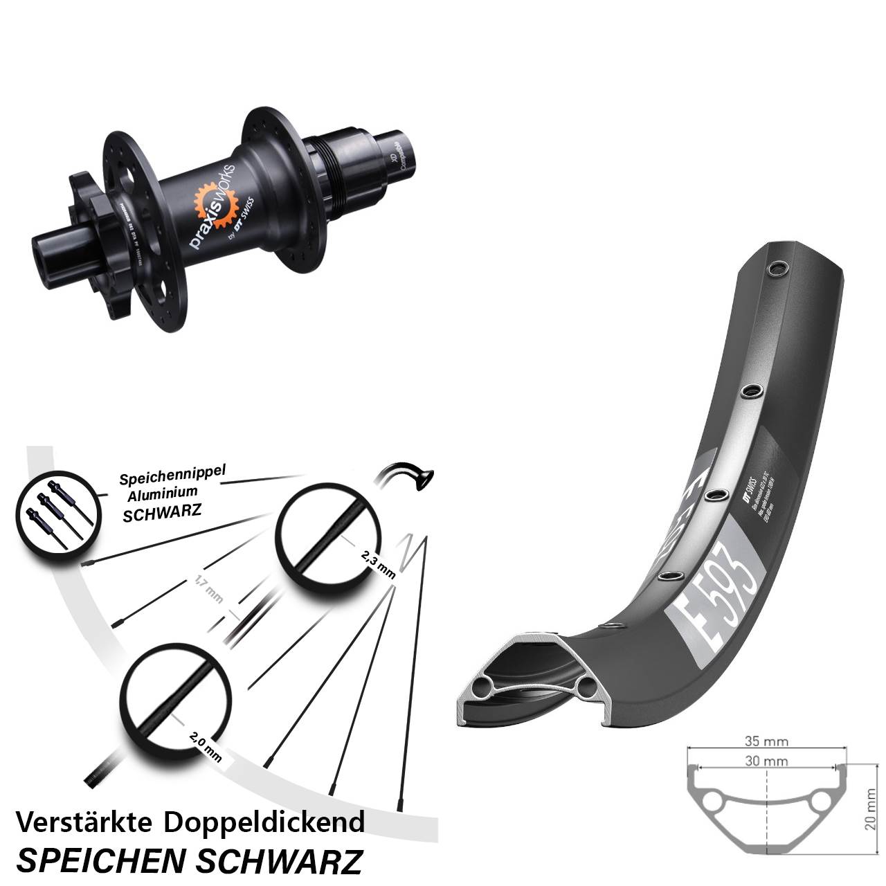 6-Loch Hinterrad 650B DT Swiss E593-350 SL SRAM XD 12x142