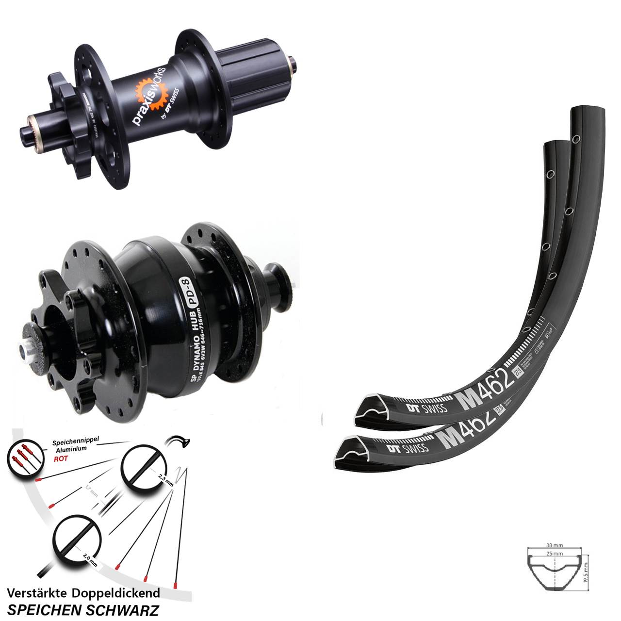 Laufradsatz 6-Loch 27,5 Zoll DT Swiss M 462 350 QR SP PD-8 8-11 fach