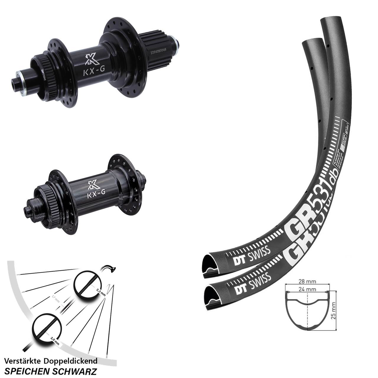 DT Swiss GR531 KX-GS Heavy Duty 29 Zoll Disc Laufrad-Satz QR Shimano Micro Spline
