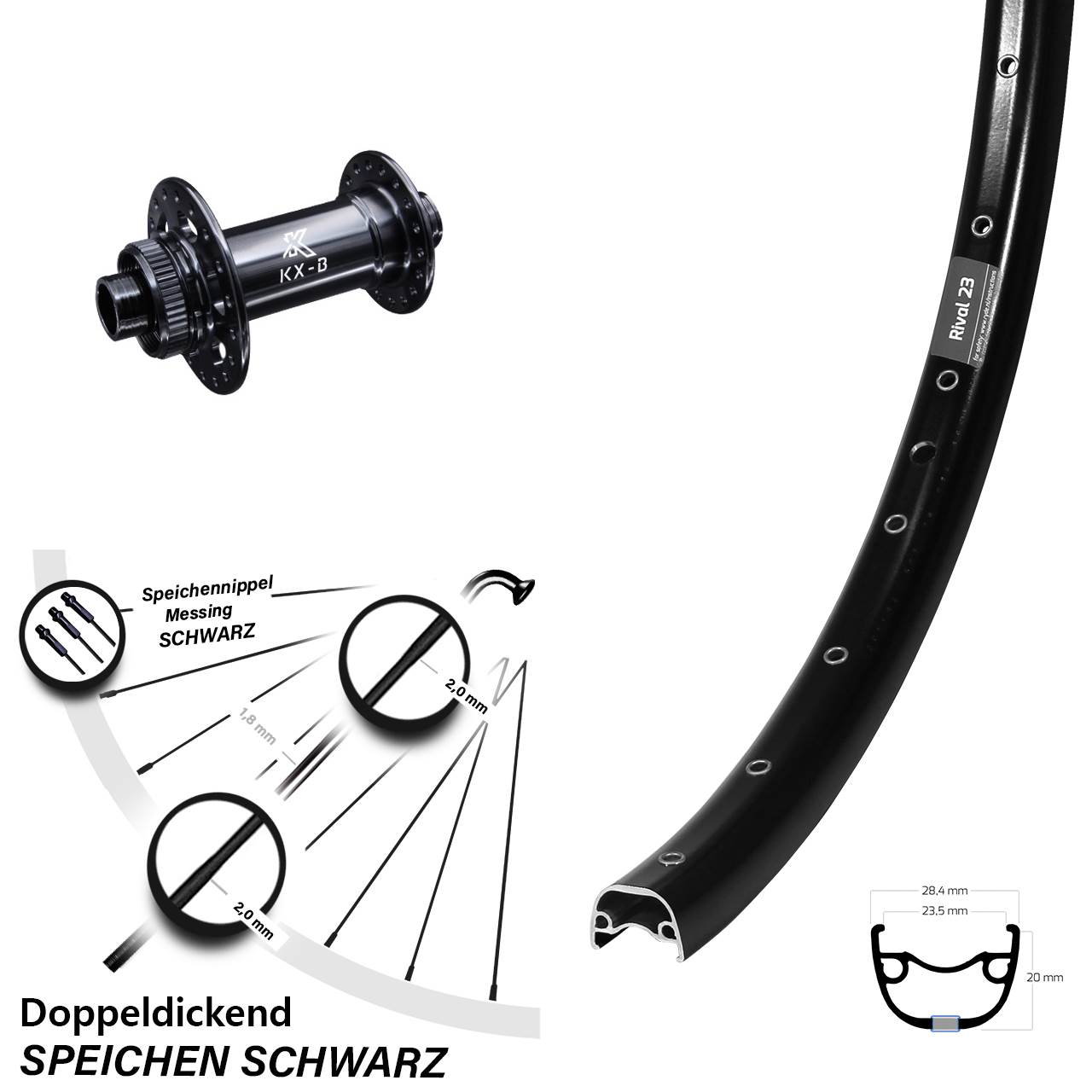 Boost Disc Laufrad 12x110 27,5 Zoll Ryde Rival 23 KX-B