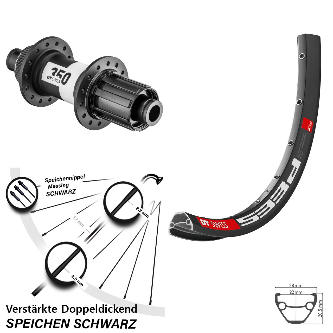 Centerlock Hinterrad 26 Zoll DT Swiss 533d-350 8-11 fach HG 12x148