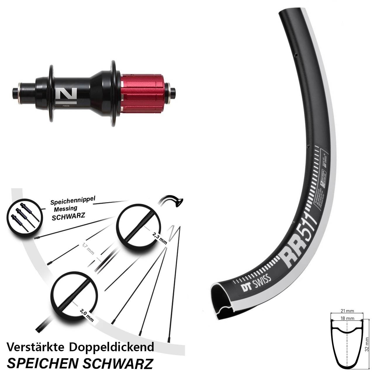 Hinterrad 28 Zoll DT Swiss RR 511 Novatec F482SB 8-12 fach HG QR