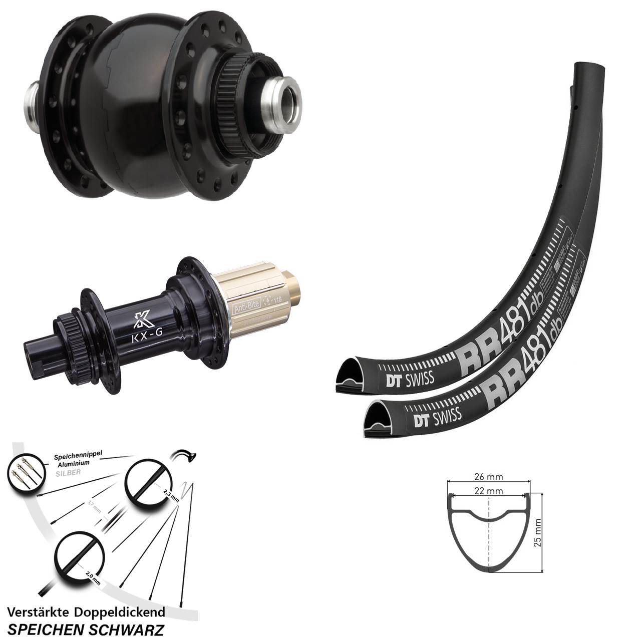 Laufradsatz Centerlock DT Swiss RR481 KX-G SON 28 Zoll 8-12 fach HG 12x100/142