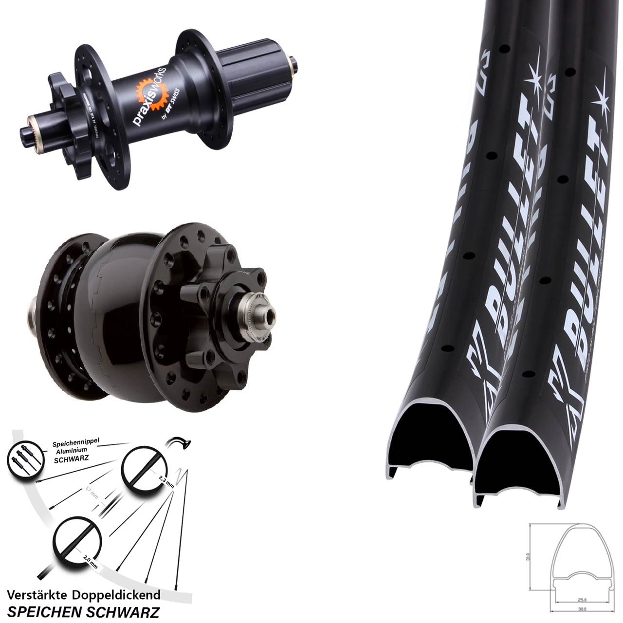 Disc Laufrad-Satz QR 28-29 Zoll KX Bullet OS DT Swiss 350 SON 28 8-11 fach
