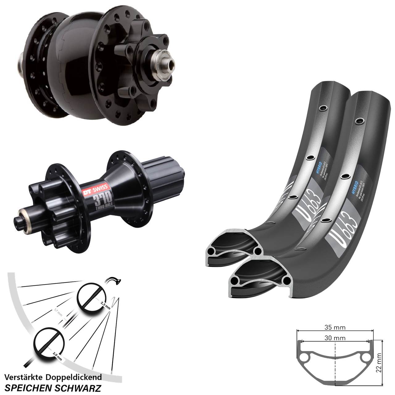 DT Swiss U 663 DT Swiss 370 Hybrid SON 28 29 Zoll Disc Laufradsatz QR 8-11 fach HG