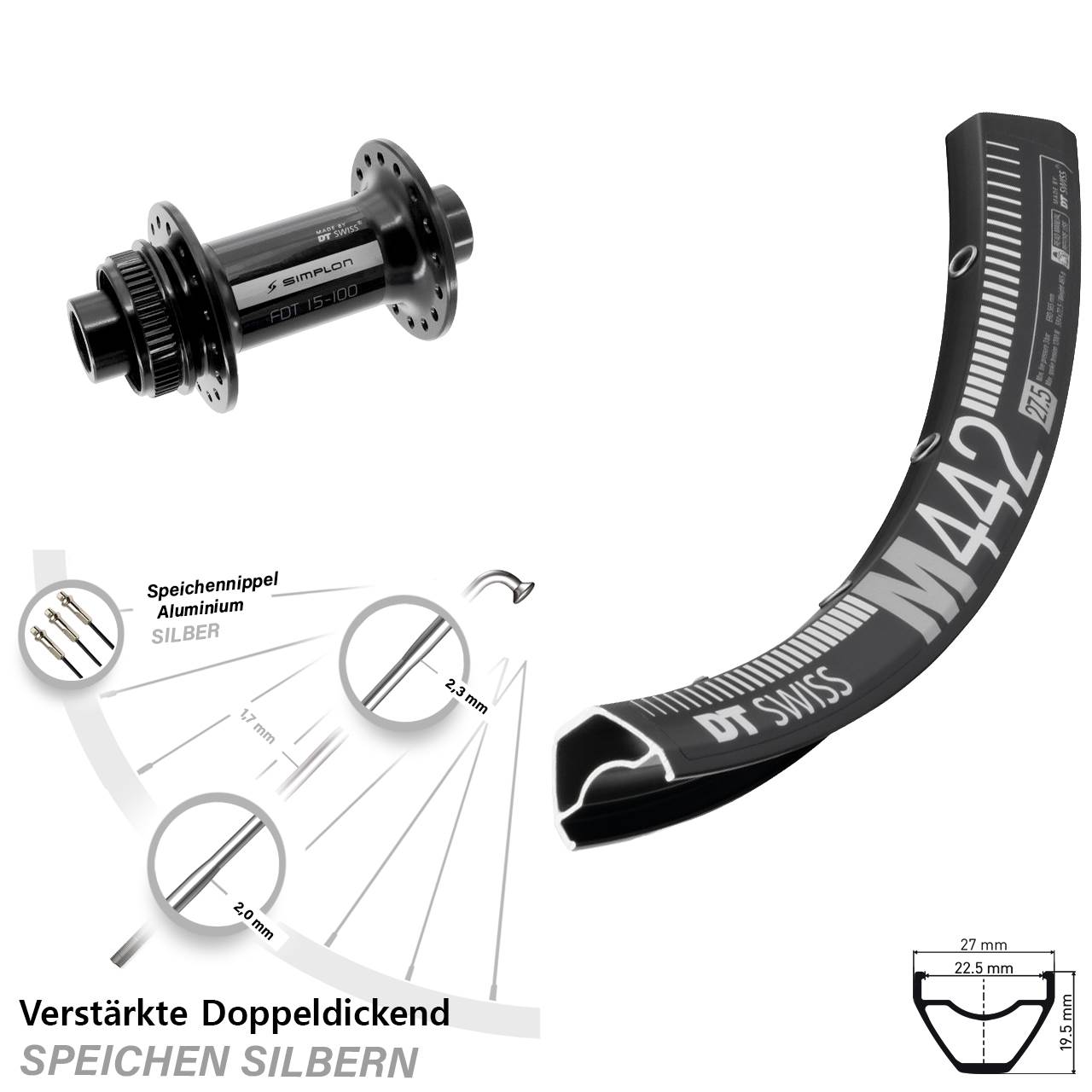 Centerlock Vorderrad 15x100 28 Zoll DT Swiss M442-370
