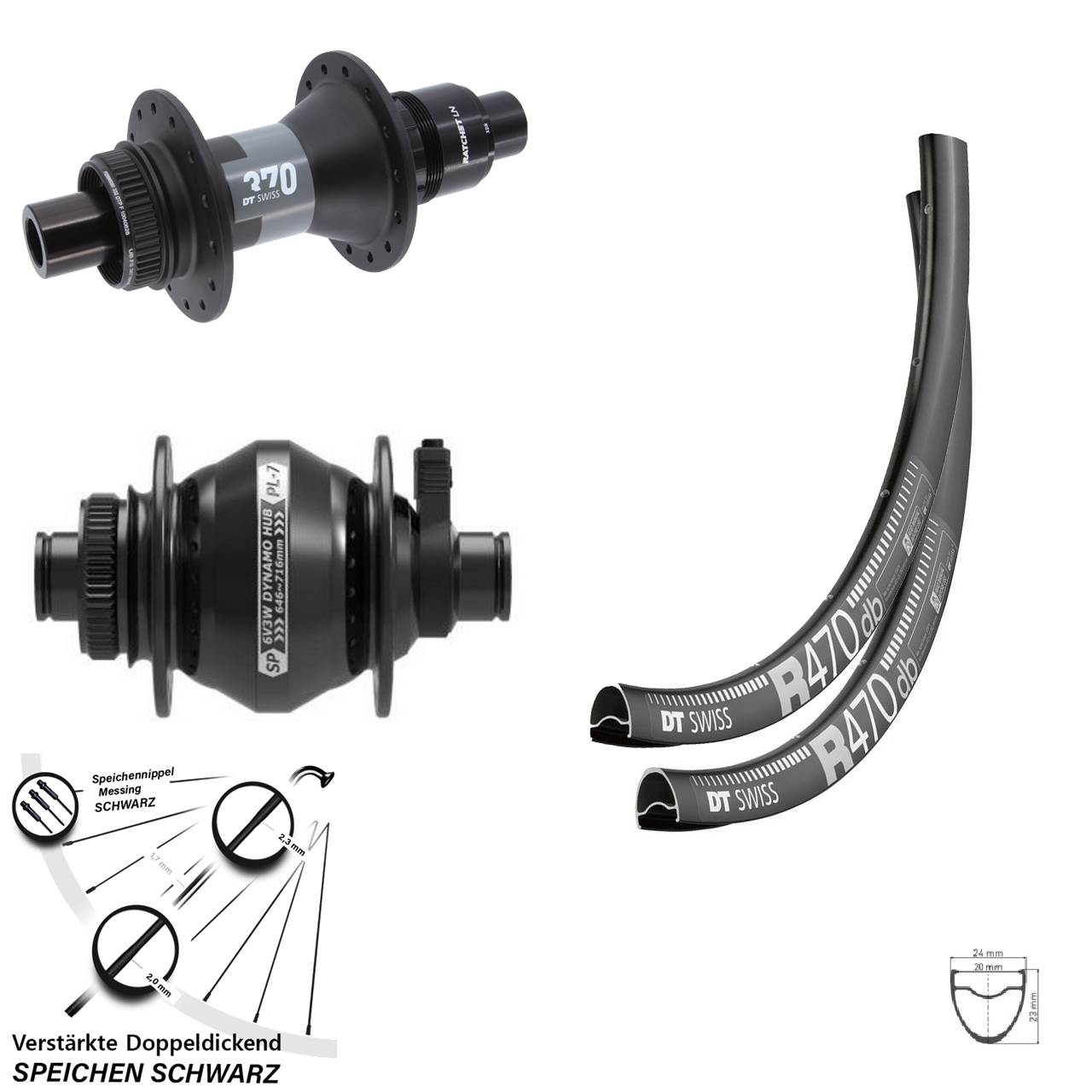 DT Swiss R470-370 Shutter PL-7 28 Zoll Disc Laufrad-Satz 12x100/142 XDR 11-12 fach