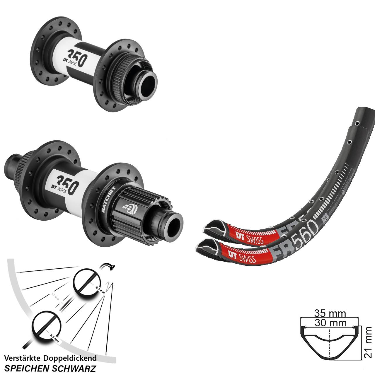 DT Swiss FR560 350 26 Zoll Laufradsatz Centerlock 15x100 12x142 Micro Spline