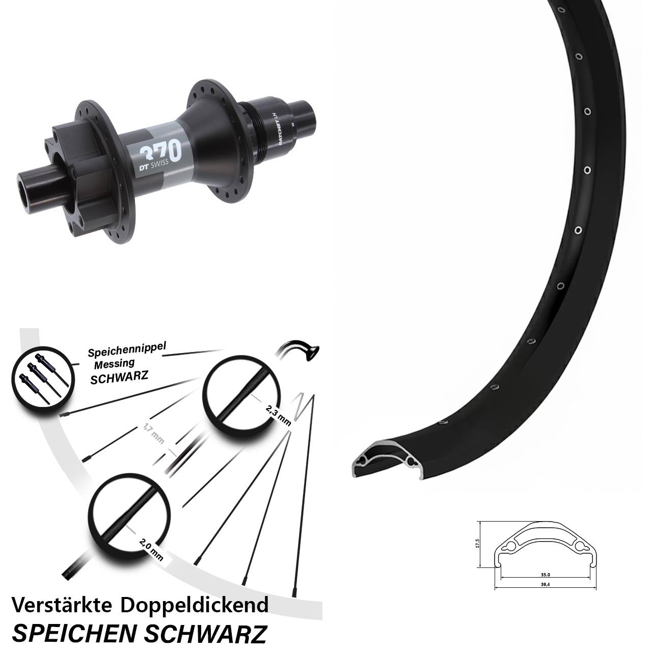 Hinterrad 6-Loch 12x148 29 Zoll Ryde Disc 35 DT Swiss 370 XD