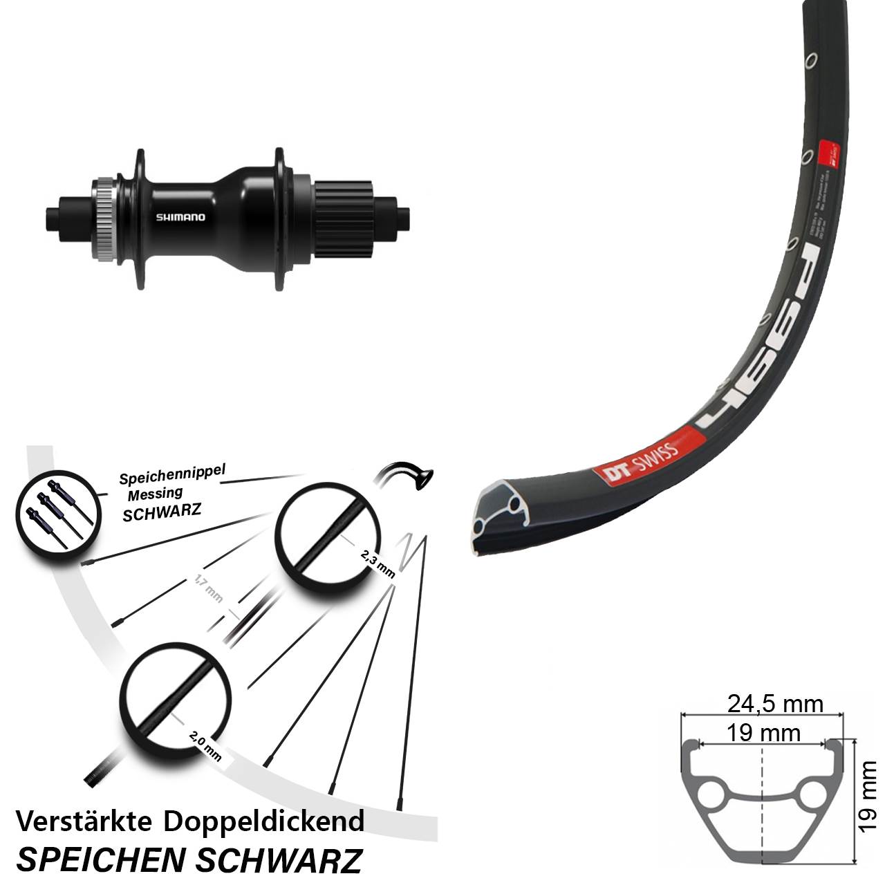 Disc Hinterrad 28 Zoll DT Swiss 466 Shimano FH-QC500 Micro Spline für Schnellspanner