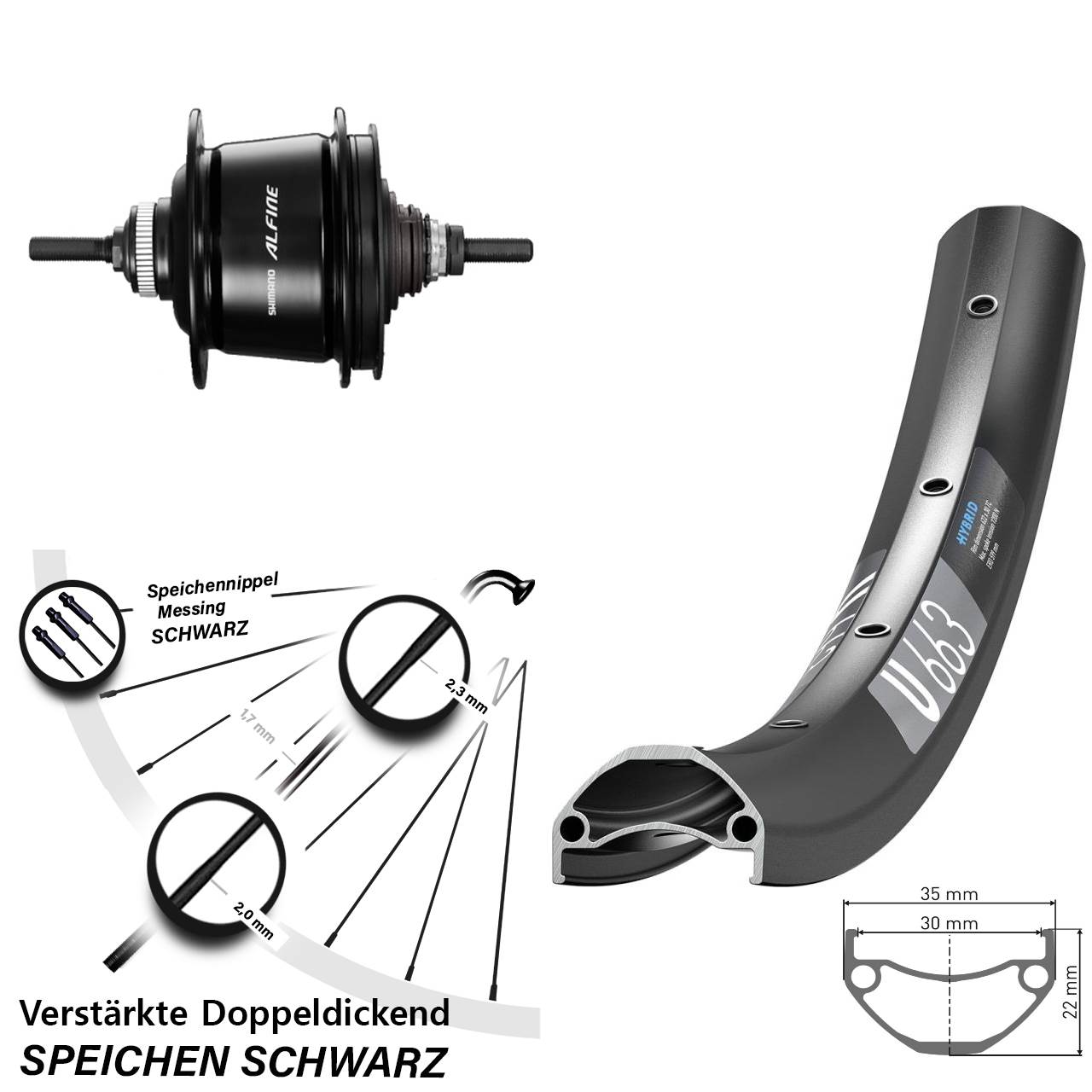 29 Zoll DT Swiss U663 Hinterrad Shimano Alfine 8 Gang