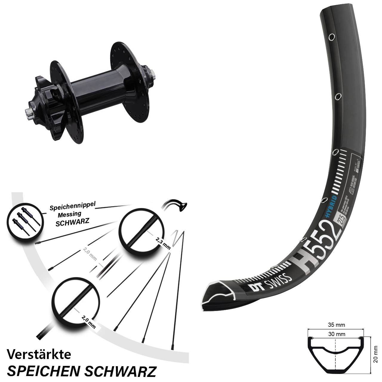 Vorderrad 6-Loch 29 Zoll DT Swiss H552 Formula DC-91 für Schnellspanner
