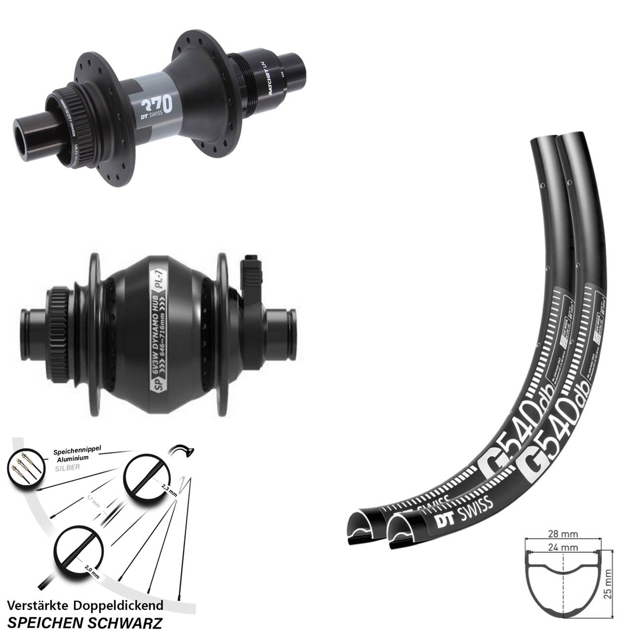 28 Zoll DT Swiss G540 370 Shutter Precision PL-7 Disc Laufrad-Satz 12x100/142 XDR