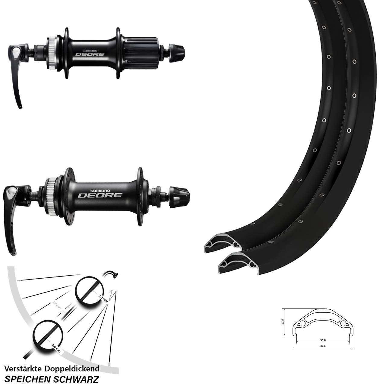 Ryde Disc 35 Shimano Deore 29 Zoll Centerlock Laufradsatz QR 8-11 fach