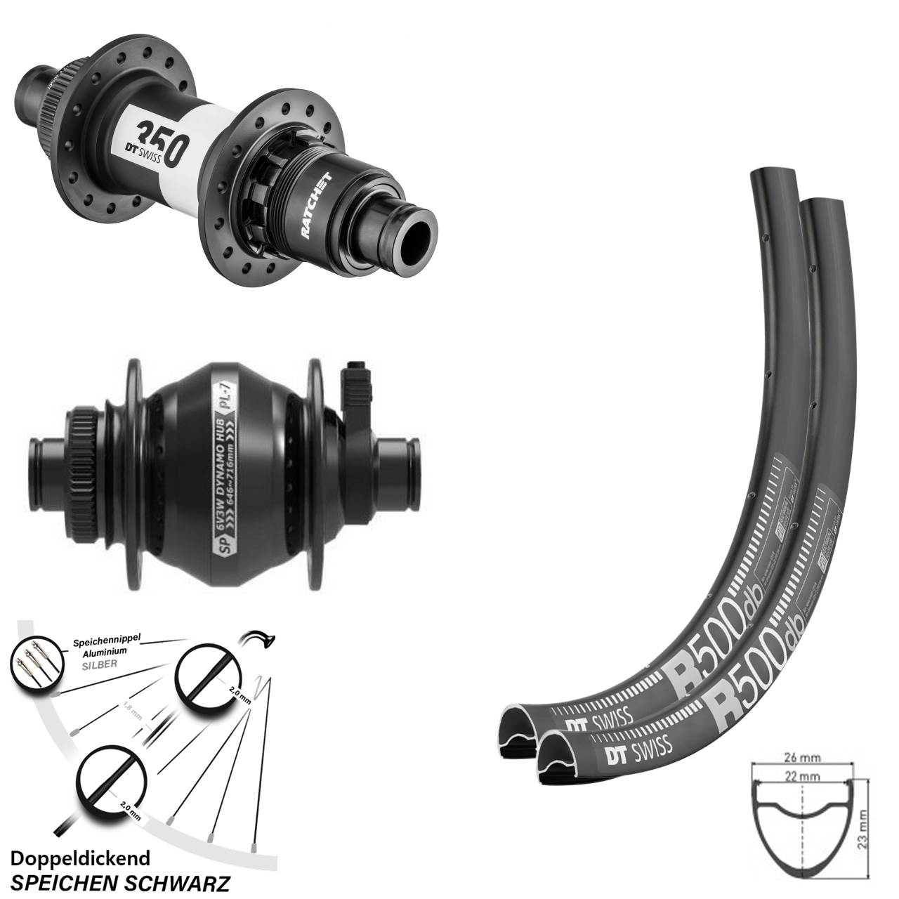 DT Swiss R 500-350 Road SP PL-7 29 Zoll Disc Laufradsatz 12x100/142 SRAM XDR