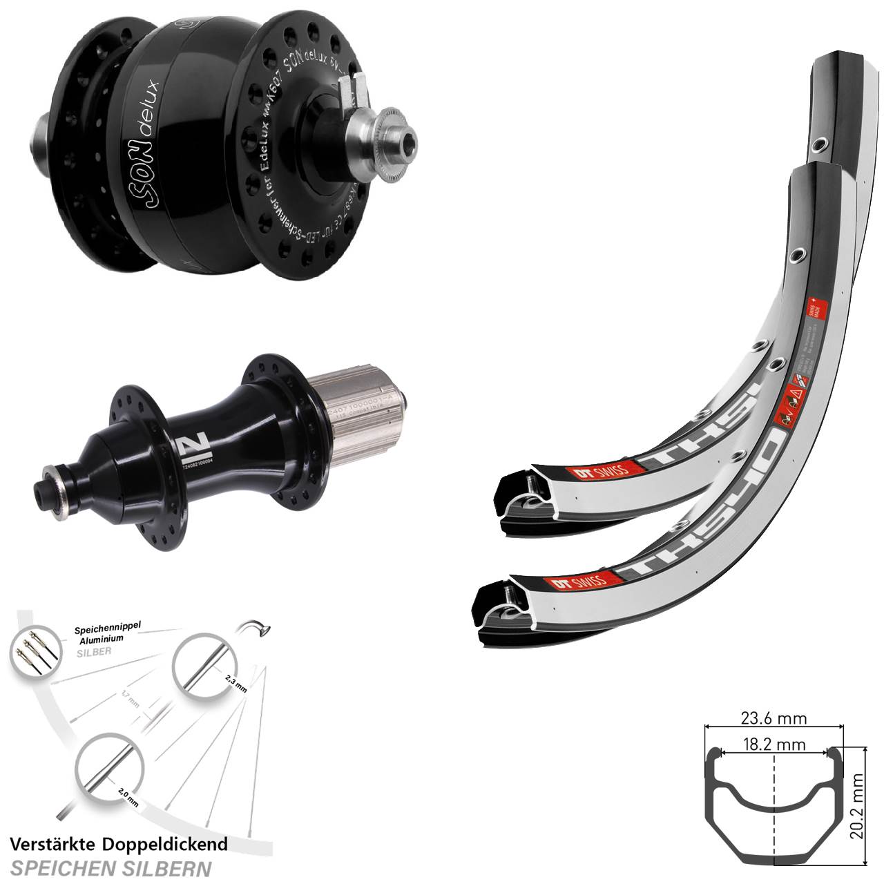 DT Swiss TK 540 Novatec F162 Heavy Duty SONdelux 28 Zoll Laufradsatz QR 8-12 fach