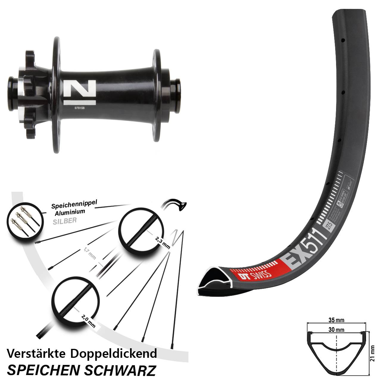 DT Swiss EX 511 Novatec D791 29 Zoll Disc Laufrad 12x100