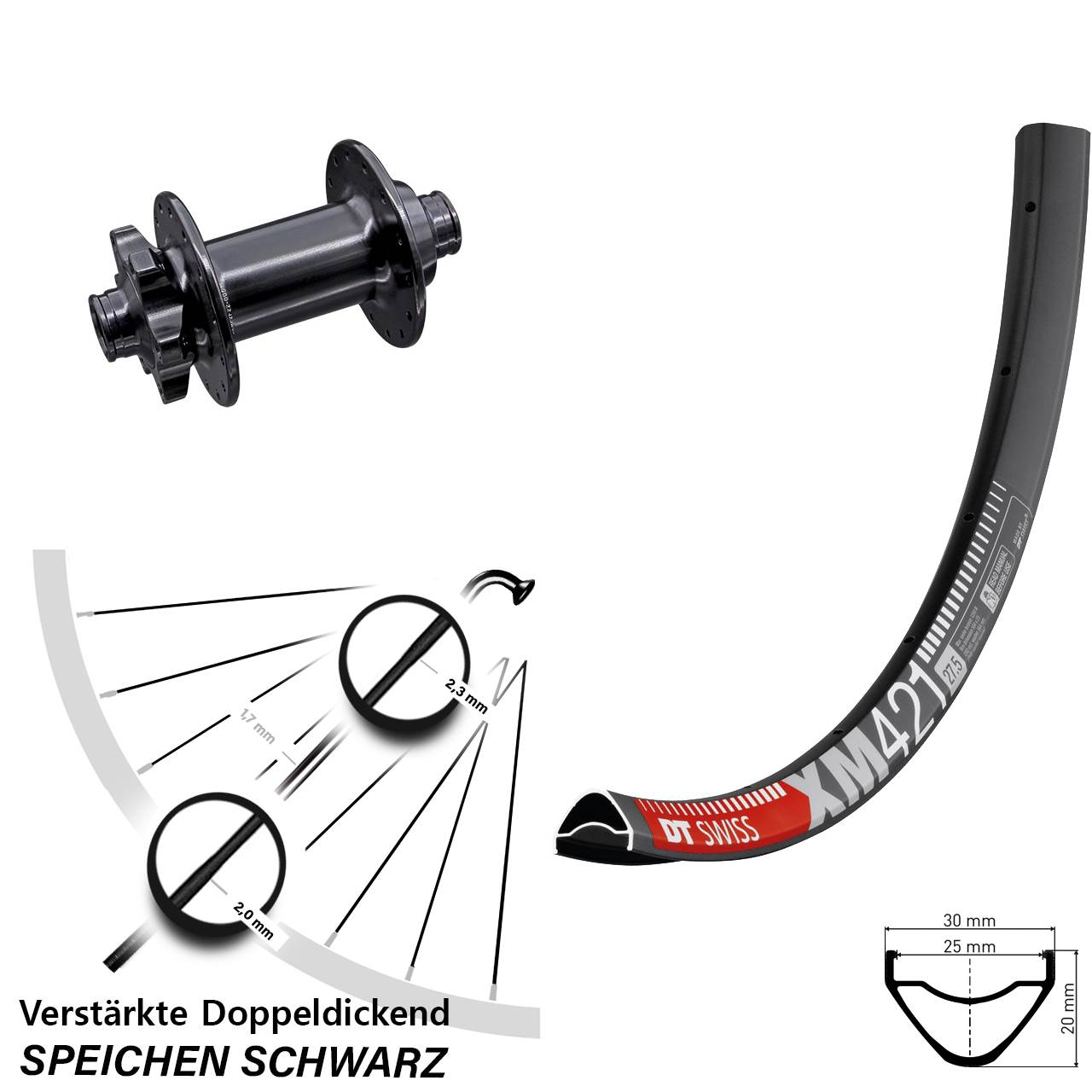 Disc Vorderrad 650B DT Swiss XM421 Aivee 15x110 Boost