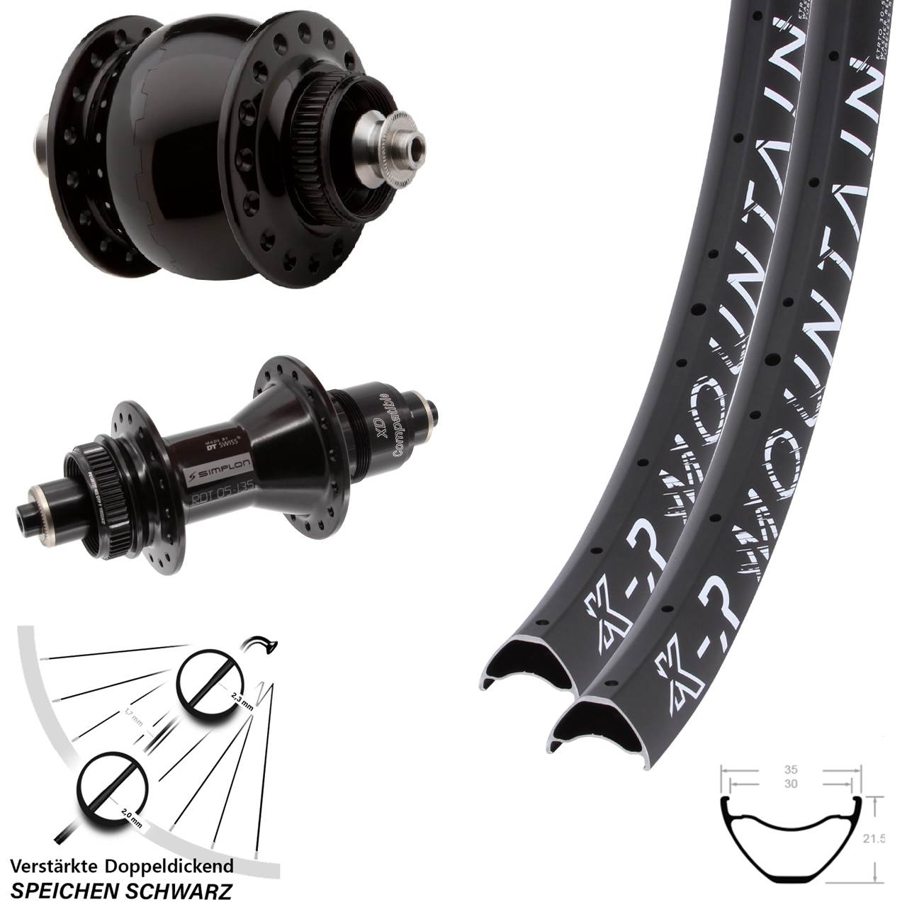 KX-R Mountain DT Swiss 370 SON delux 29 Zoll Disc Laufradsatz QR SRAM XD