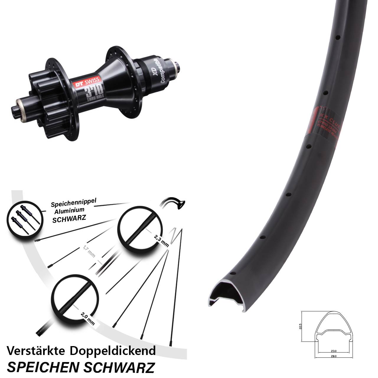 KX Clue DT Swiss 370 28 Zoll Disc Laufrad QR SRAM XD