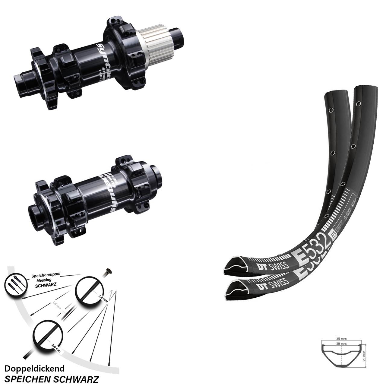 27,5 Zoll Boost Laufradsatz Syntace Straightpull 12-fach Micro Spline DT Swiss E 532