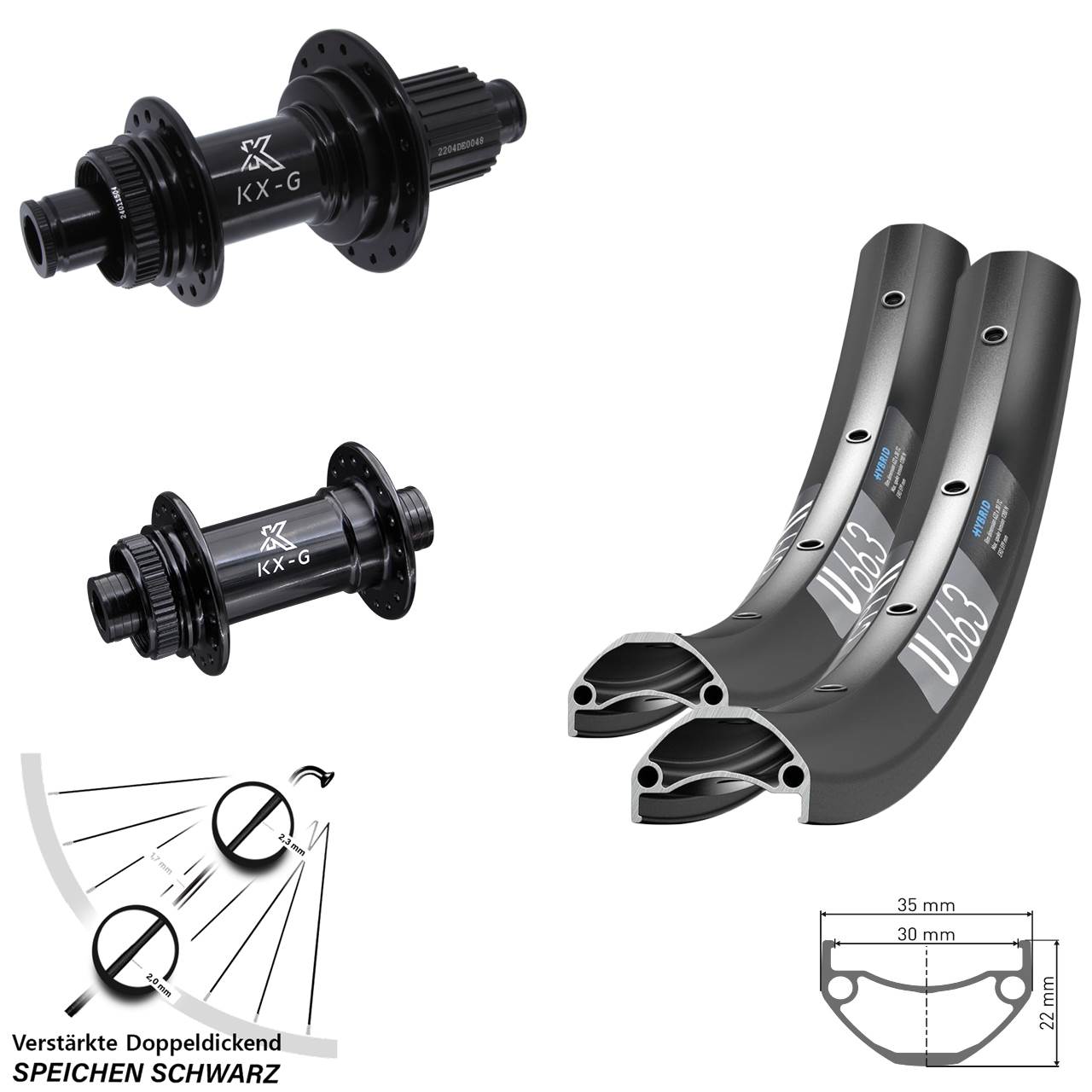 29 Zoll DT Swiss U663 KX-GS verstärkt Disc Laufrad-Satz 15x100 12x142 Micro Spline