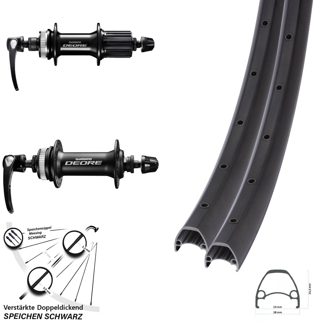 Ambrosio Sport Shimano Deore 28-29 Zoll Disc Laufrad-Satz für Schnellspanner 8-11 fach