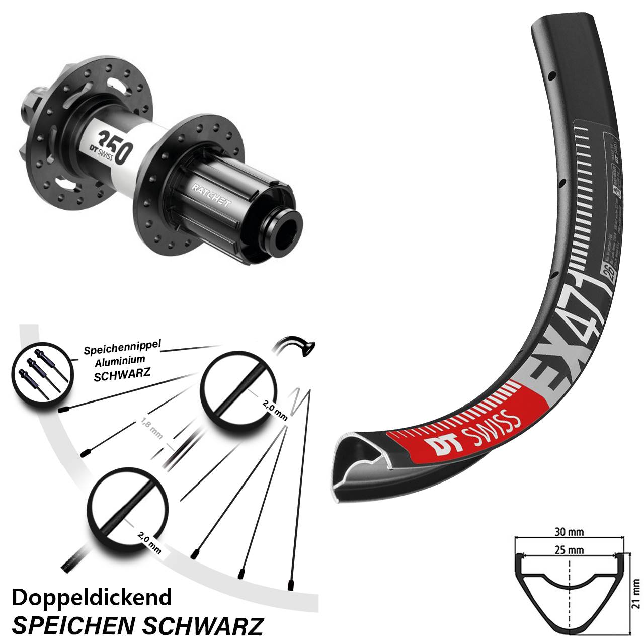 DT Swiss EX471-350 Boost 12x148 11-fach Hinterrad 29 Zoll 6-Loch