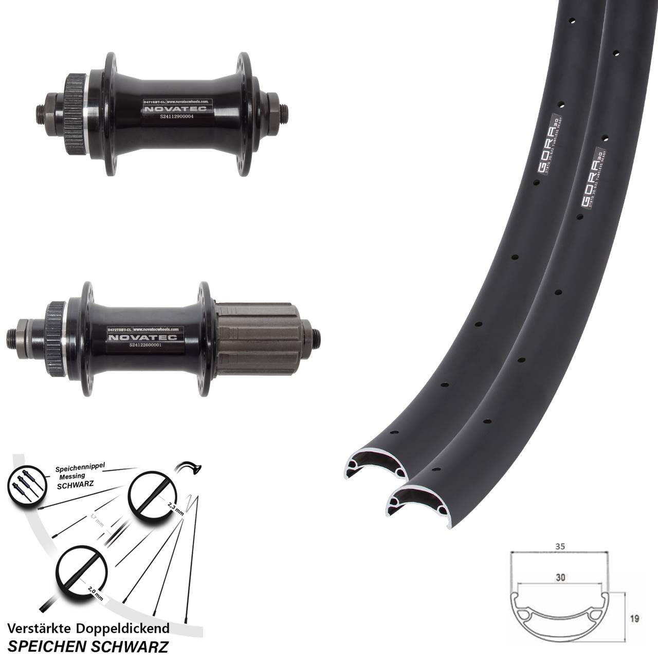 Disc Laufradsatz 650B Gora 30 Novatec D471 D472 8-12 fach für Schnellspanner