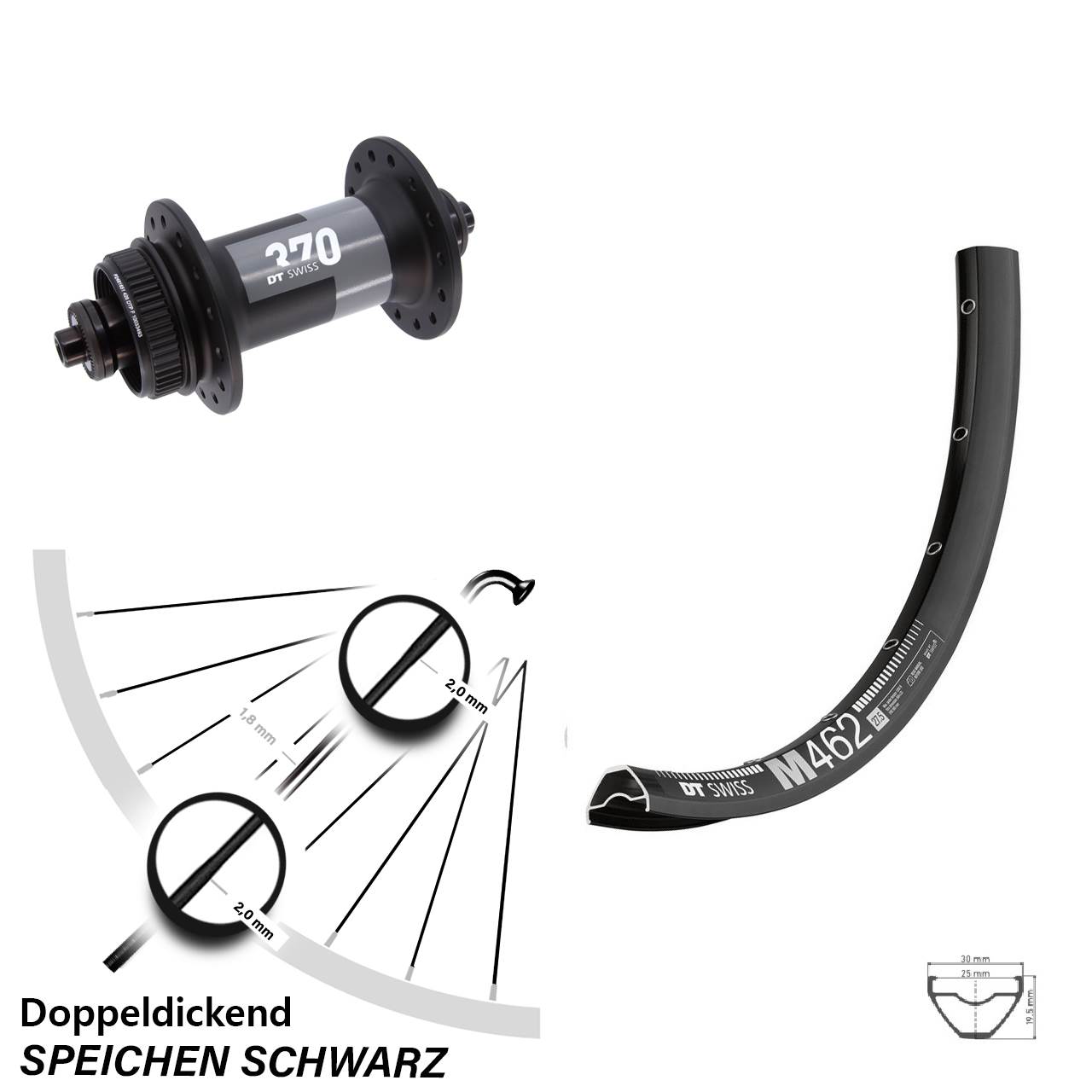 Vorderrad 29 Zoll DT Swiss M 462-370 Centerlock QR