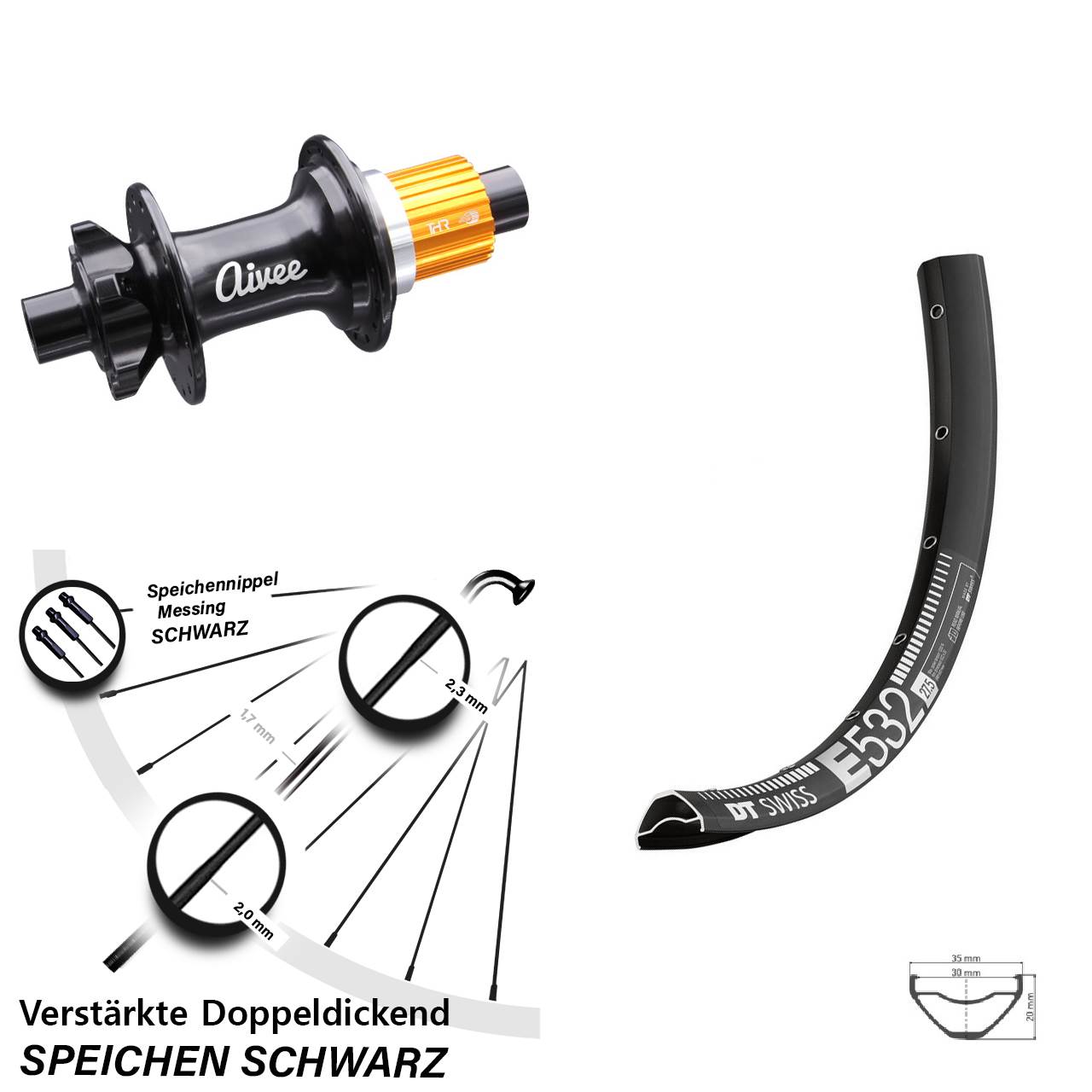 Disc Laufrad 29 Zoll DT Swiss E532 Aivee Classic Micro Spline 12x148