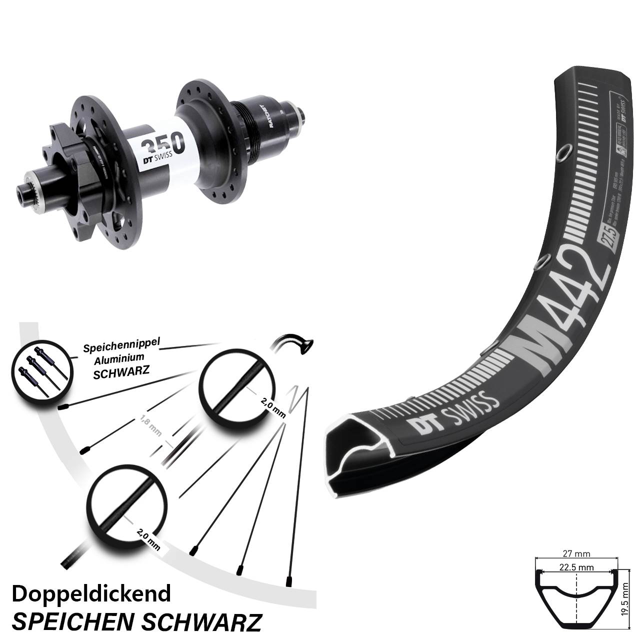 Boost Disc Laufrad QR 28 Zoll DT Swiss M 442-350 SRAM XD