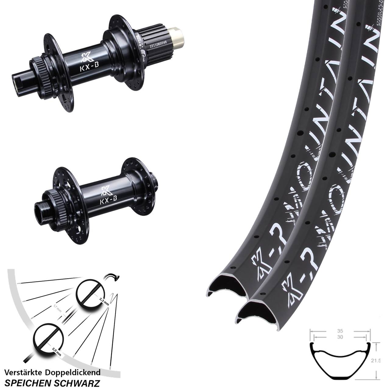 Laufradsatz Centerlock 27,5 Zoll KXR-B Mountain Micro Spline 15x110 12x148 Boost