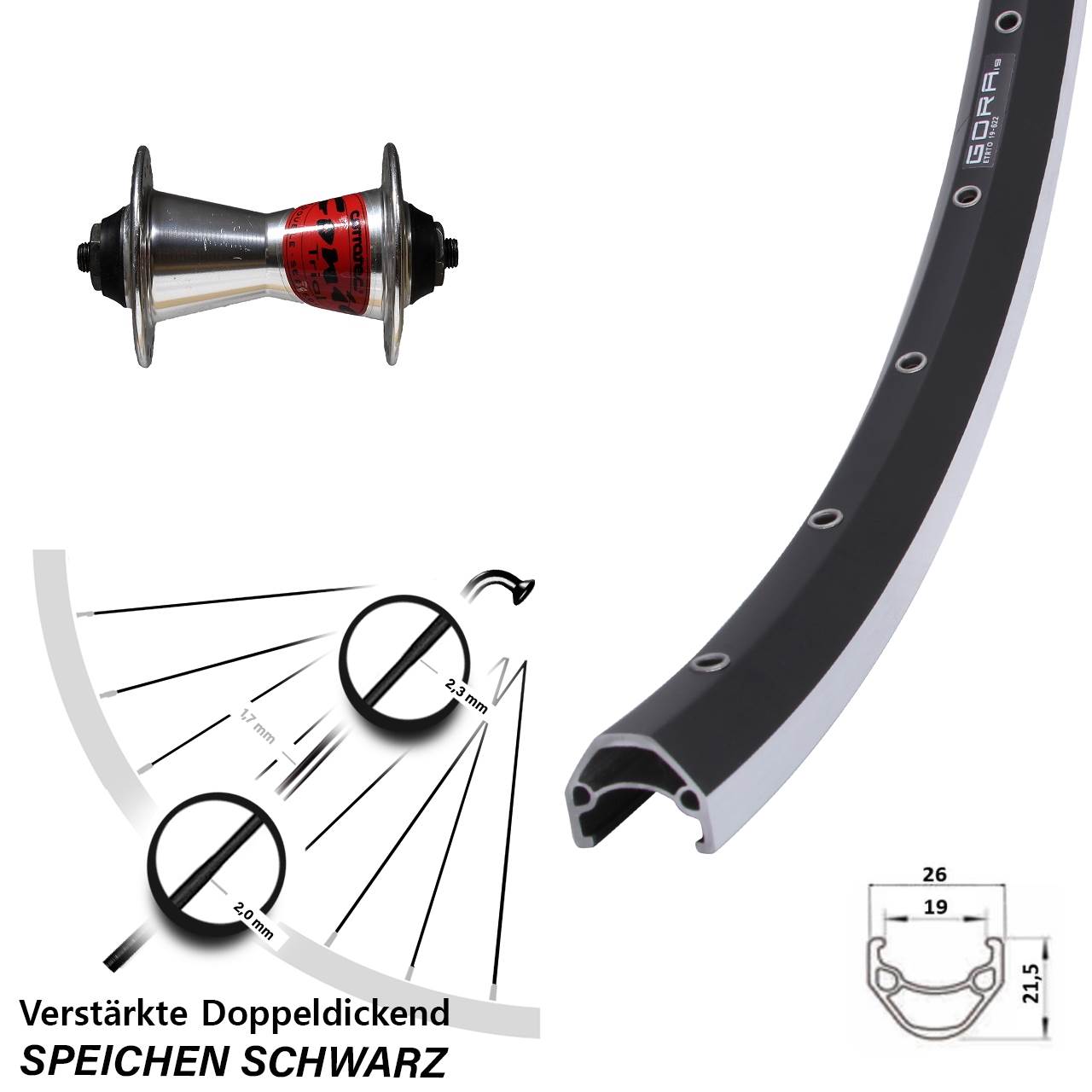 Vorderrad 28 Zoll Gora 19 Formula Conic QR