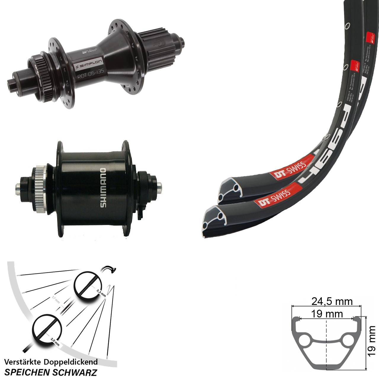 DT Swiss 466d-370 Hybrid Shimano UR700 28 Zoll Disc Micro Spline