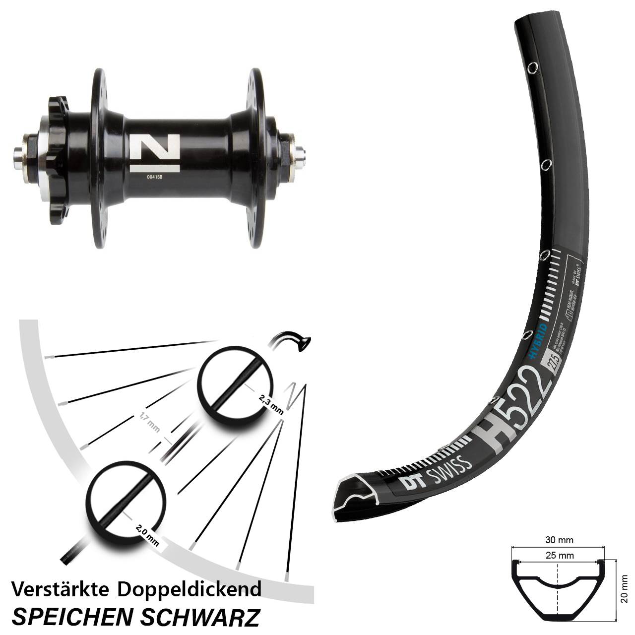 Disc Laufrad für Schnellspanner 29 Zoll DT Swiss H522 Novatec D041