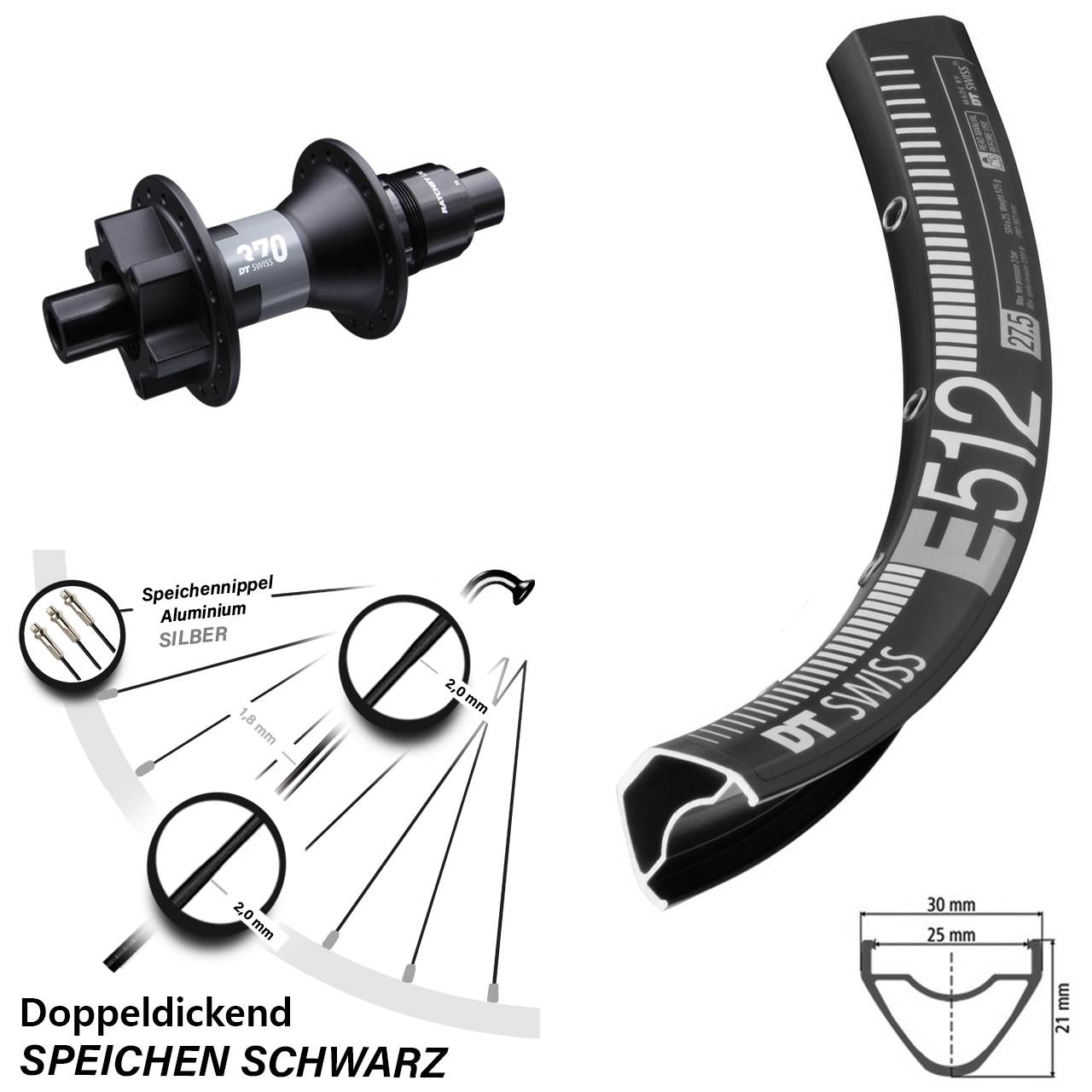 650B DT Swiss E 512-370 Disc Laufrad 12x142 SRAM XD