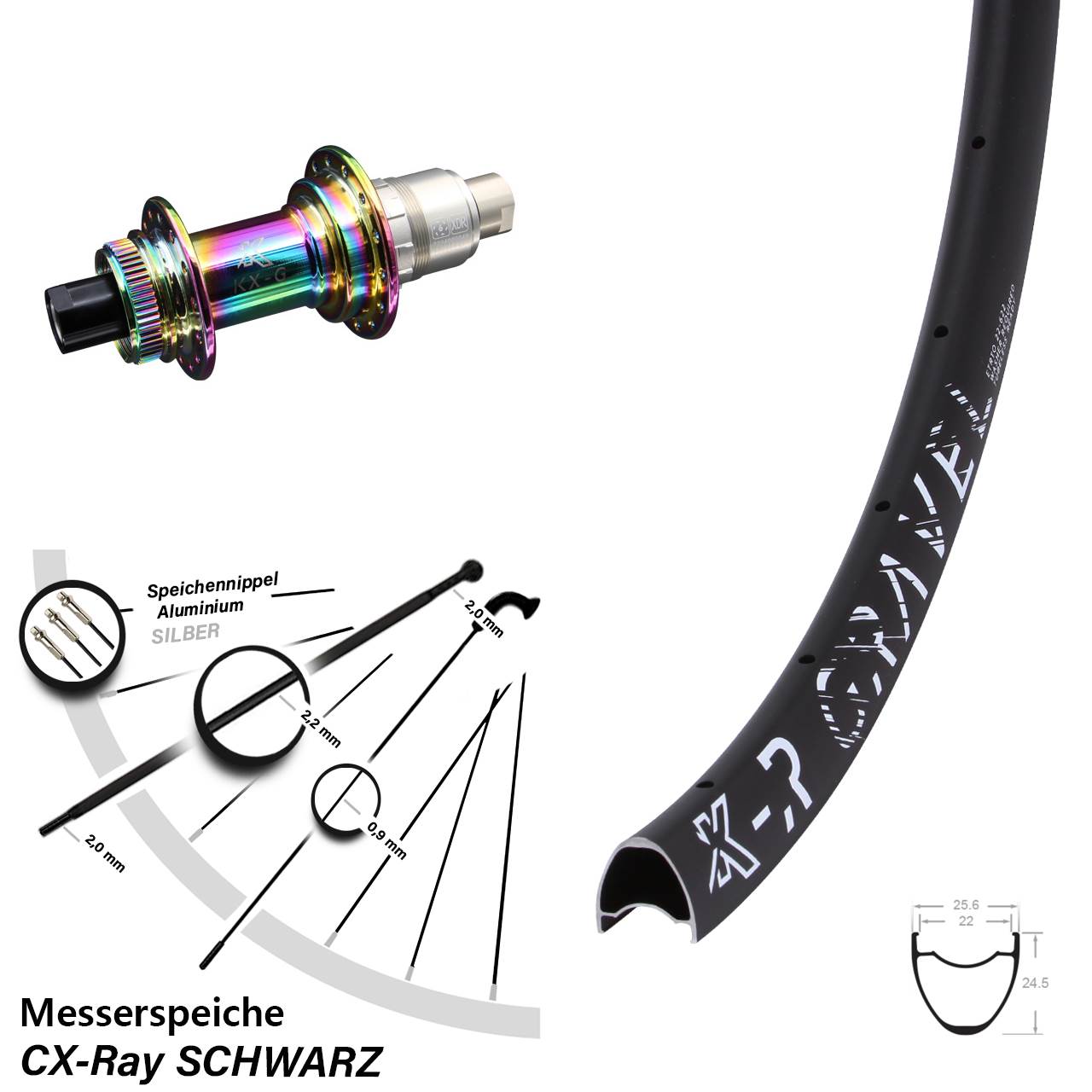 Centerlock Hinterrad 28-29 Zoll KX-R Gravel Messerspeiche Oilslick XDR 12x142 CX-Ray