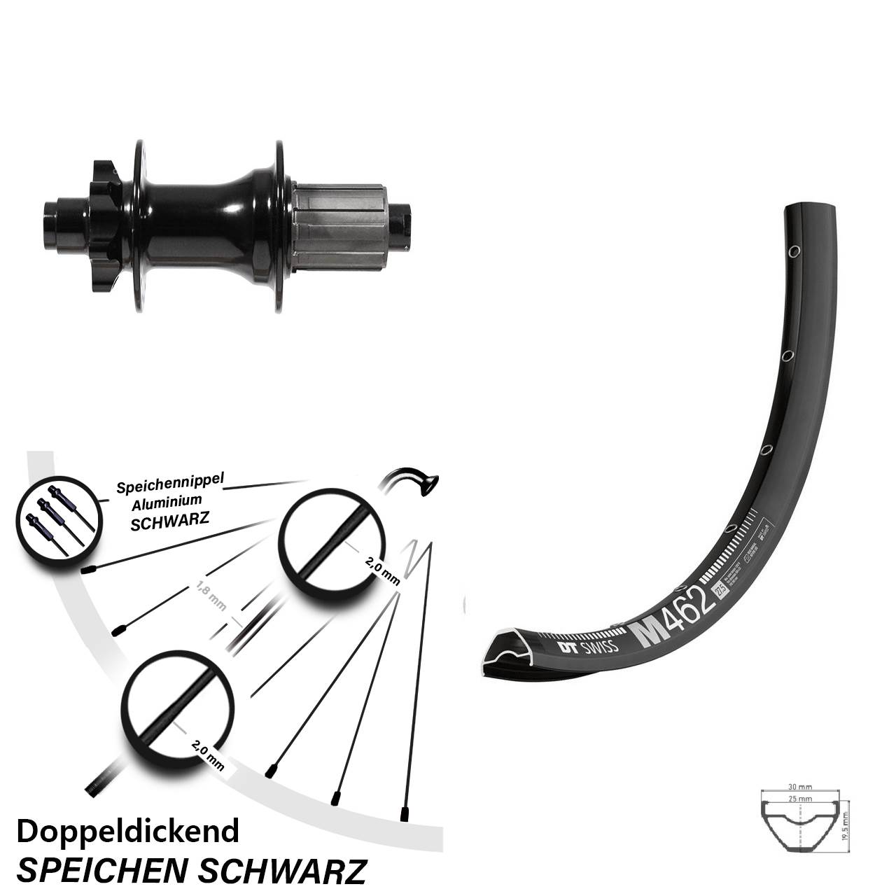 29 Zoll Hinterrad DT Swiss M 462 mit Formula DHG-142 Steckachse