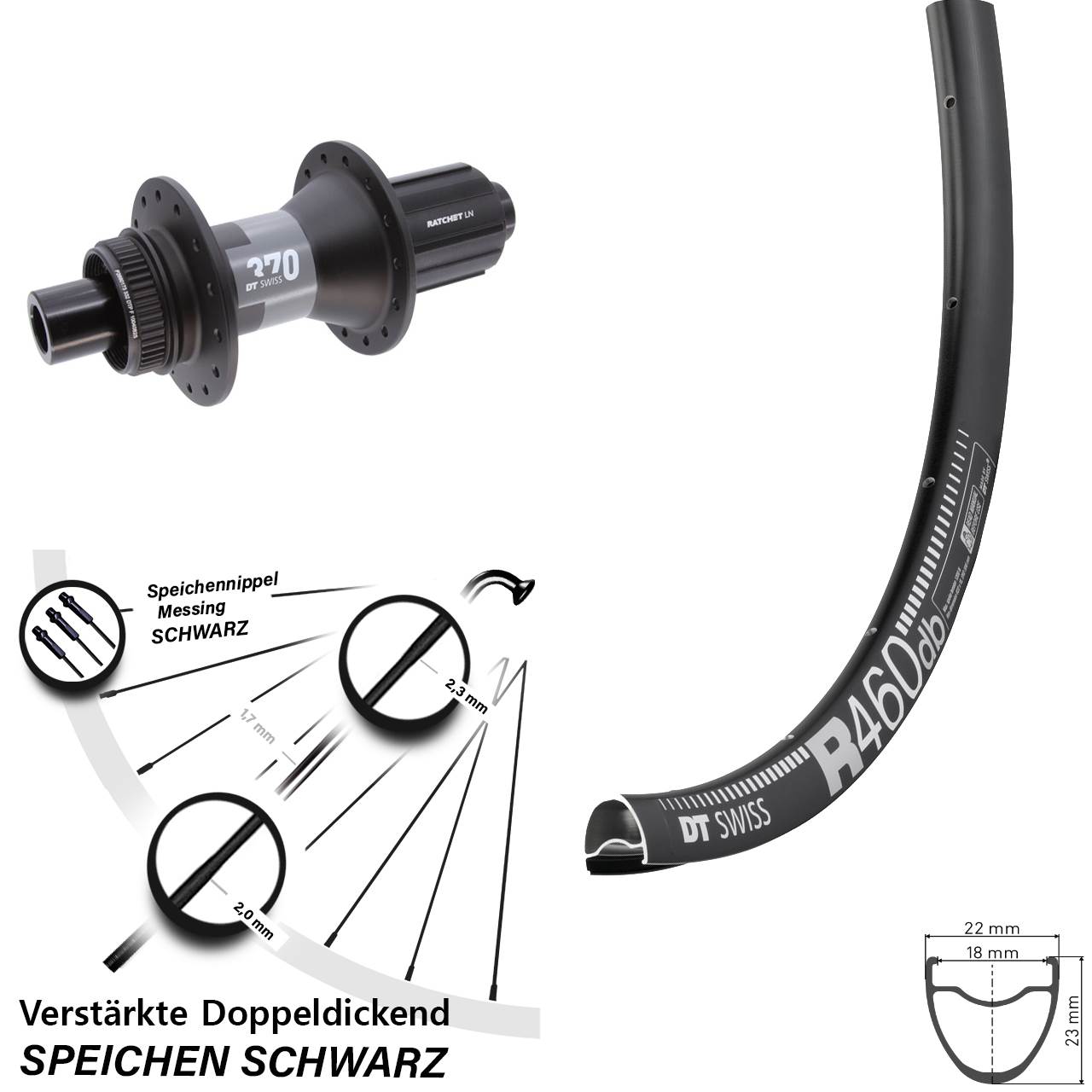 Hinterrad Centerlock 28 Zoll DT Swiss R 460-370 11-12 fach HG 12x142